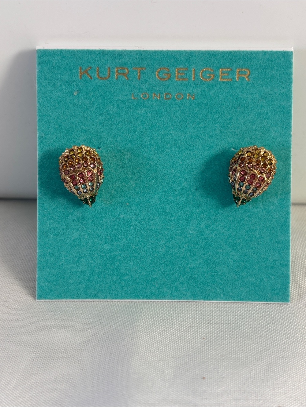 🌈 NWT Kurt Geiger London Rainbow Pavé Signature Eagle Stud Earrings